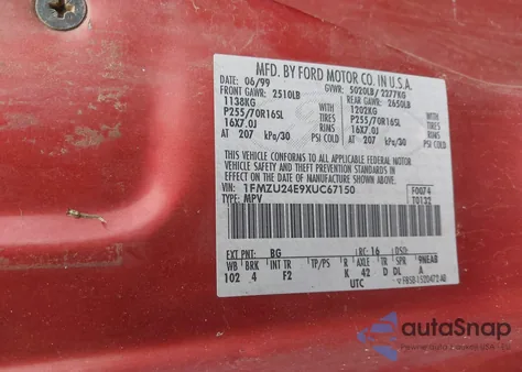 1999 Ford Explorer Sport z USA, uszkodzony, nr VIN 1FMZU24E9XUC67150